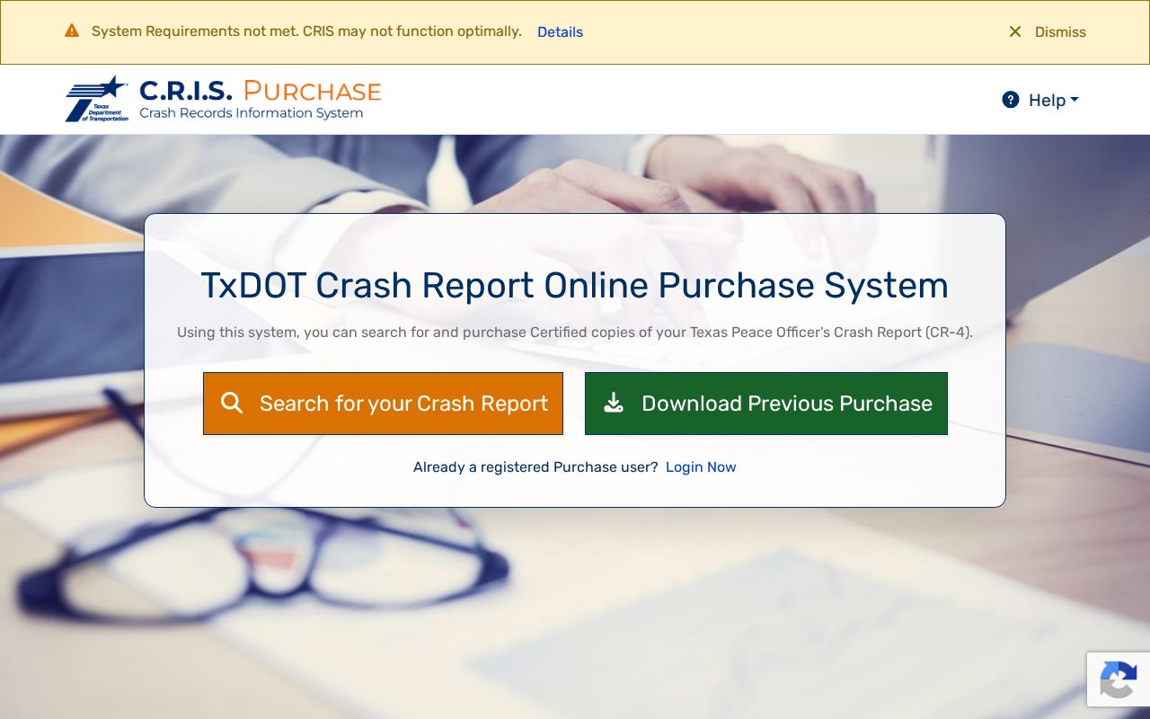 Texas criminal history CRIS crash report search
