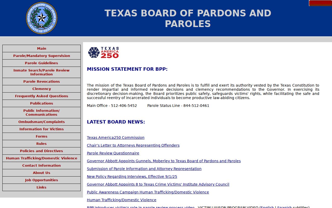 Texas criminal history parole review resources