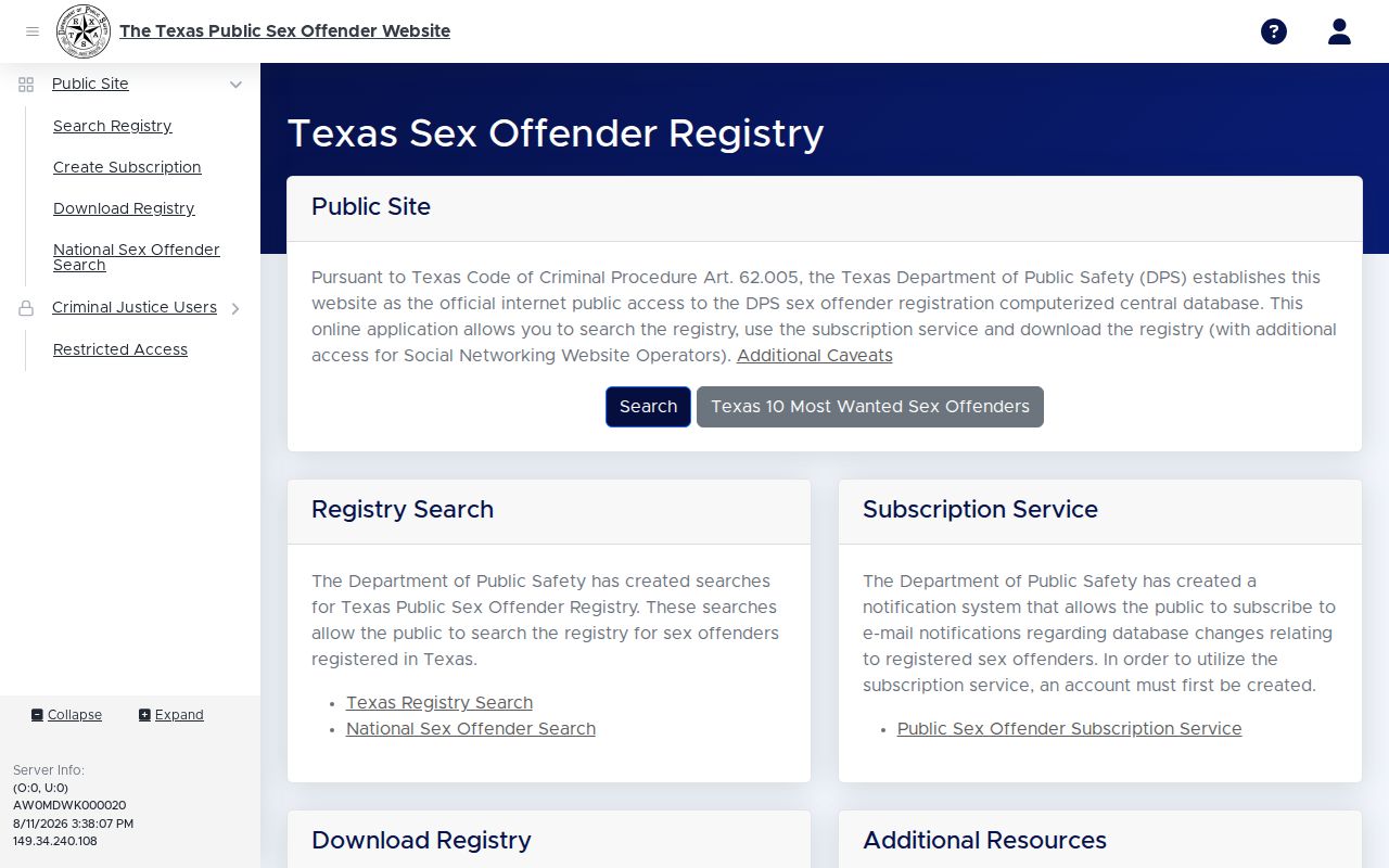 Texas sex offender Texas registry map interface